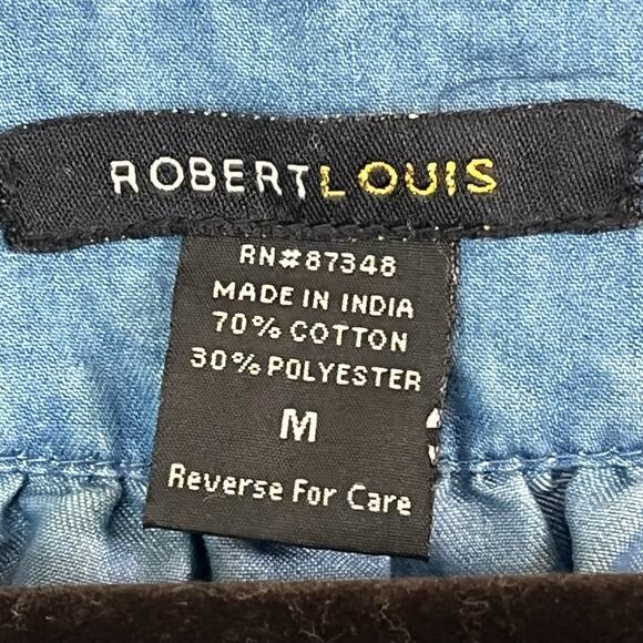 Robert Louis Boho Tiered Bell Sleeve Babydoll Knee Length Dress - Blue Size M - Picture 4 of 5